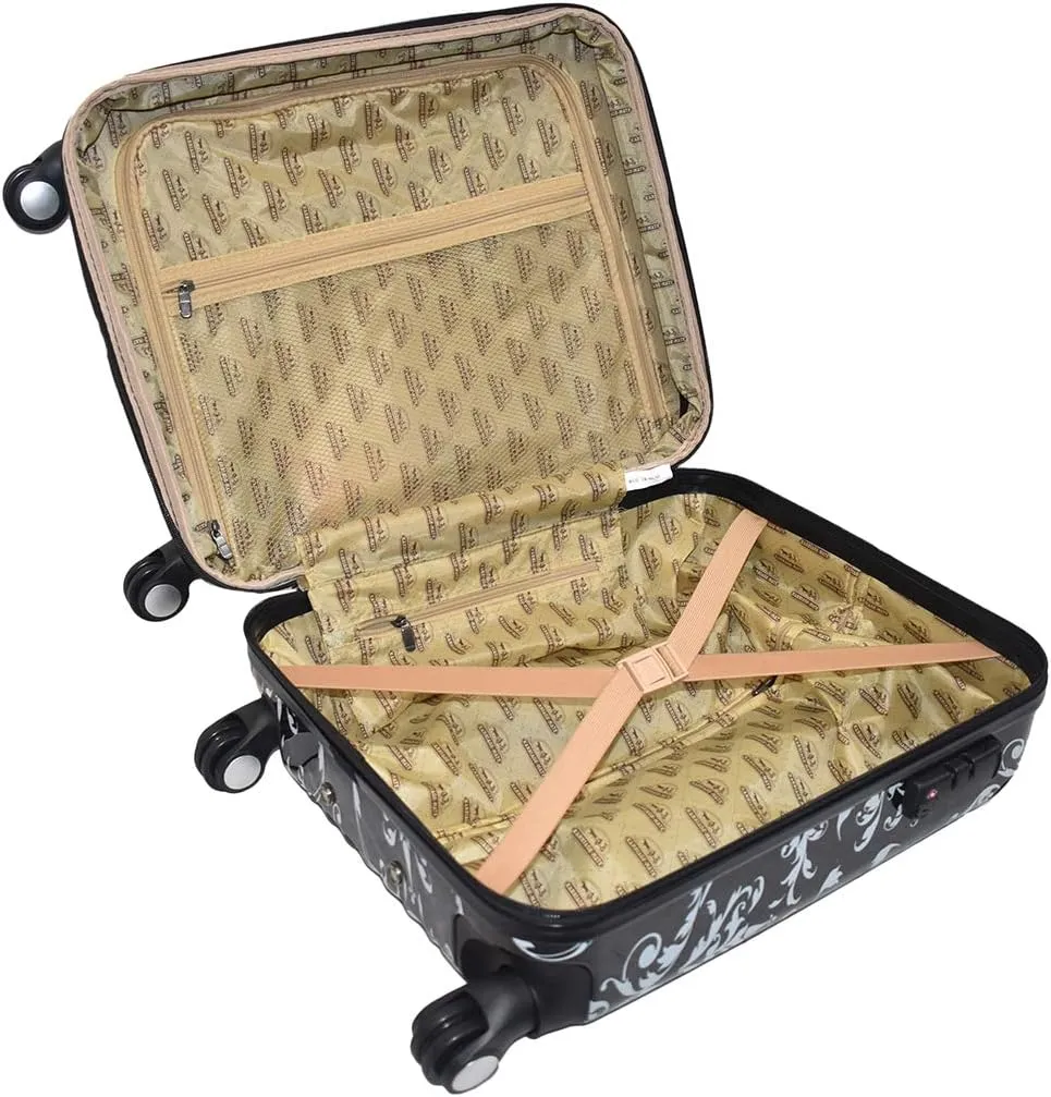 Hardside Carryon Expandable Luggage with Spinner Wheels, TSA Lock (Damask)