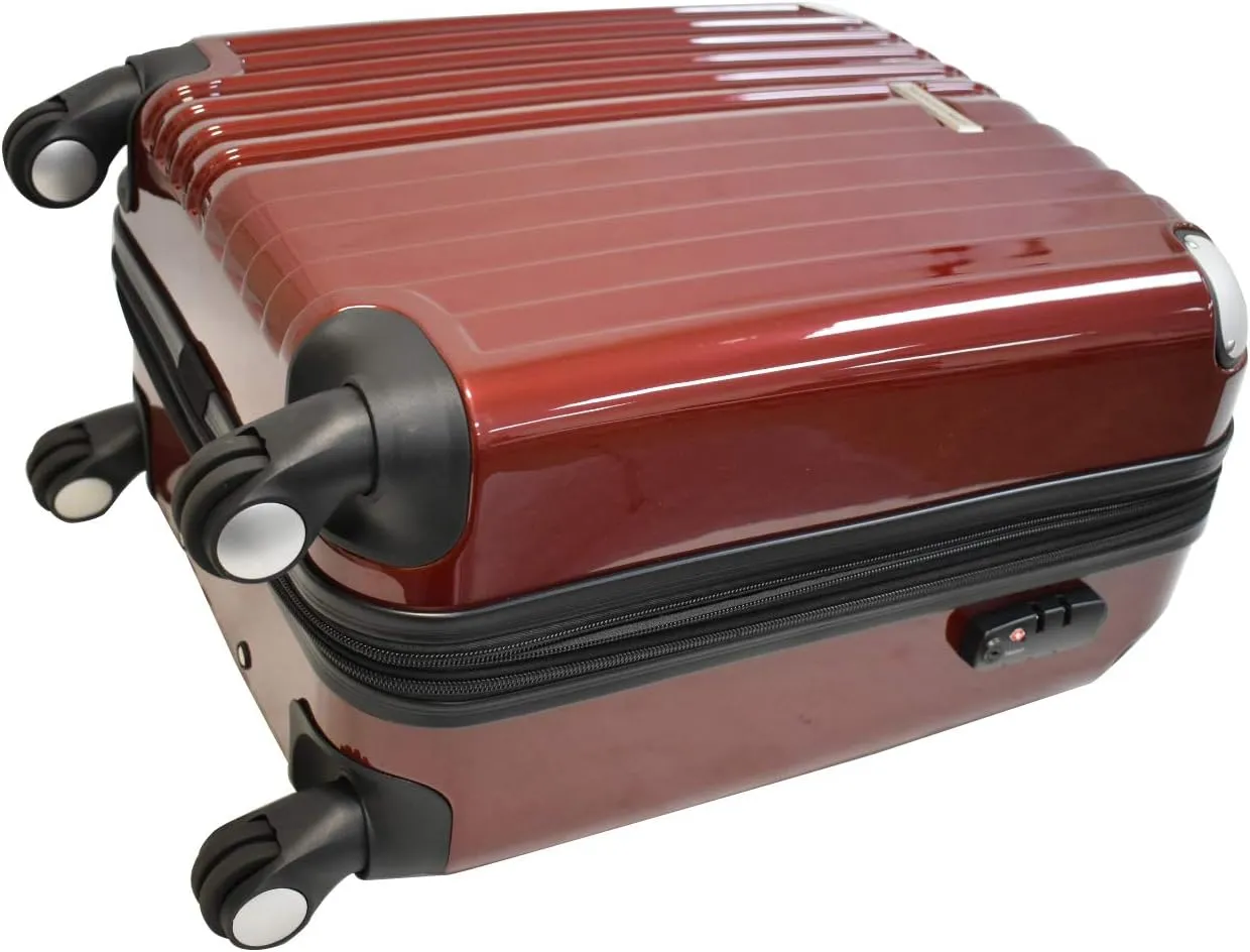 Hardside Carryon Expandable Luggage with Spinner Wheels, TSA Lock (Red)