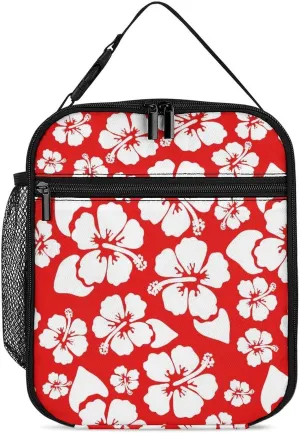 Hawaiian Flower Reusable Lunch Bag Insulated Portable Lunch Box Bag Leak Proof Dining Bag Lunch Box Container Tote Pattern62, 27.5X20cm, style