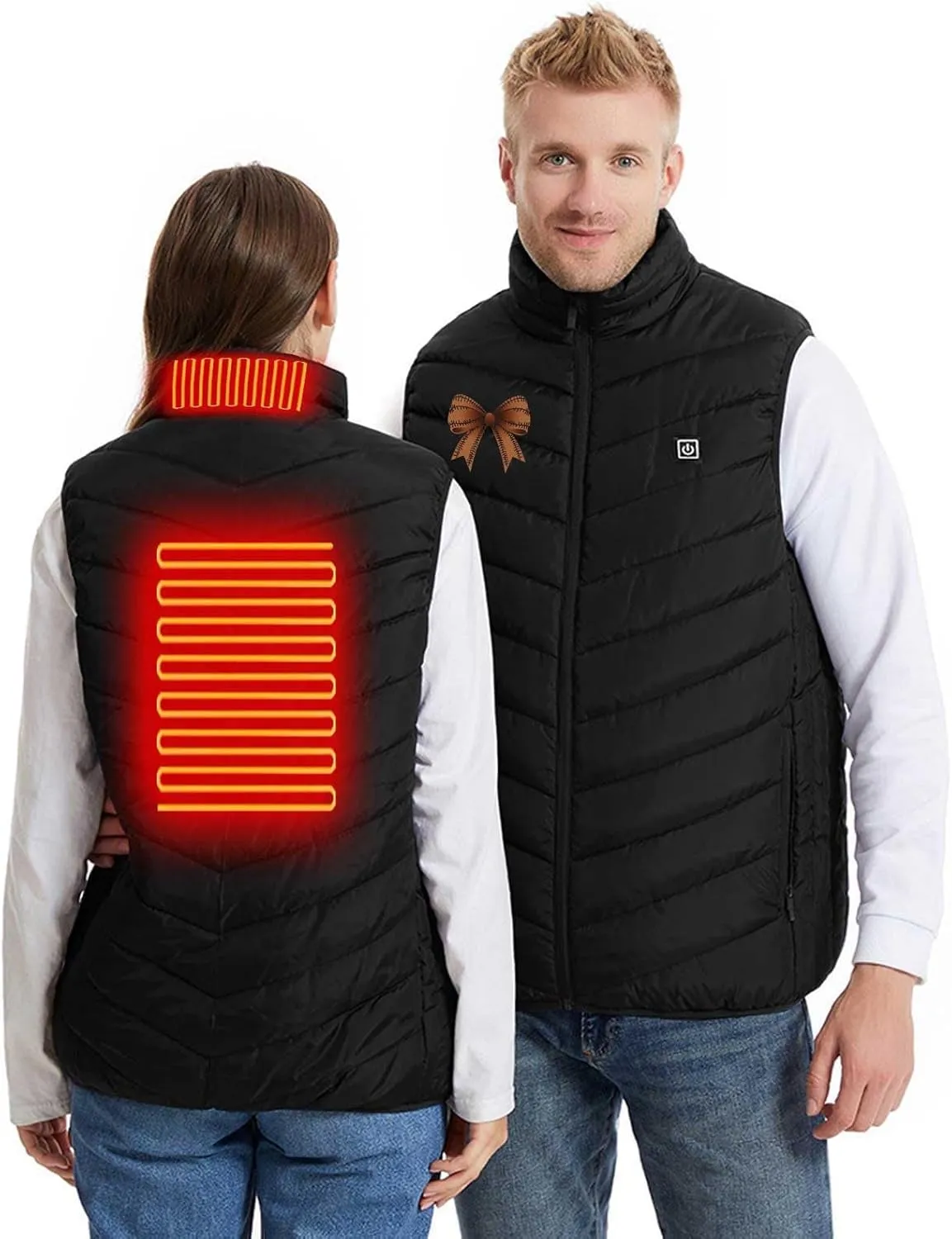 Heated Jacket For Women And Men Print Coat With 2 Heating Zones Controlled Temperature Thickened Unisex Heated Vests