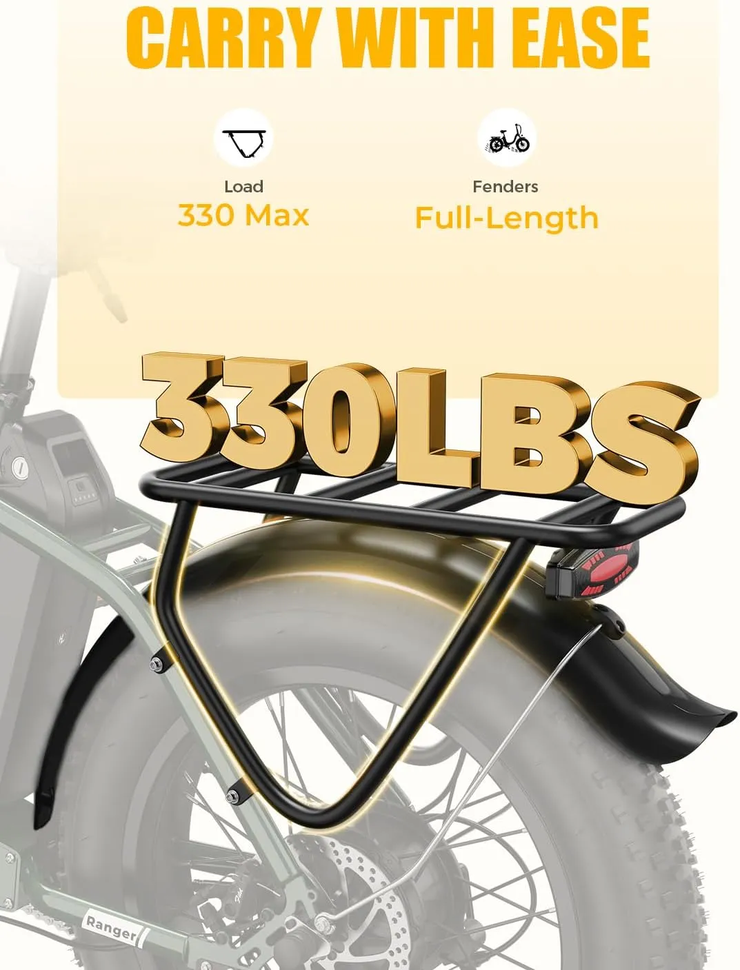Heybike Electric Bike for Adults Ranger 2.0 with Peak 1400W Peak Motor, [Up to 28MPH & 60 Miles] 20''×4.0" Fat Tire Ebike, 600Wh Removable Battery Adult Electric Bicycles