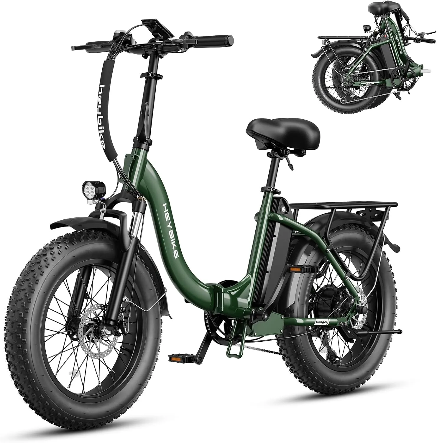 Heybike Electric Bike for Adults Ranger 2.0 with Peak 1400W Peak Motor, [Up to 28MPH & 60 Miles] 20''×4.0" Fat Tire Ebike, 600Wh Removable Battery Adult Electric Bicycles