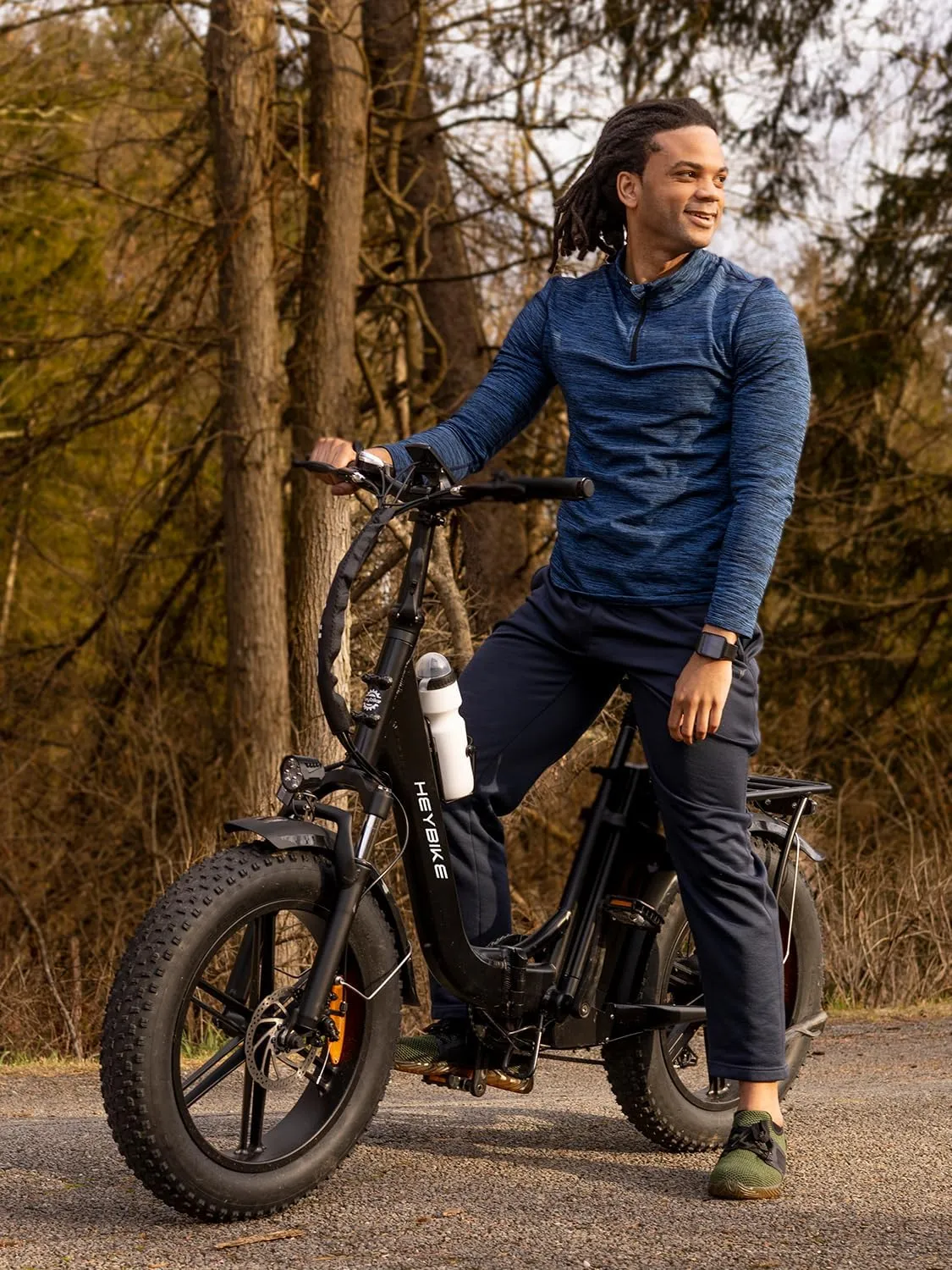 Heybike Ranger Electric Bike for Adults, Peak 1400W Upgraded Motor Ebike, 28MPH [20" Fat Tire All-Terrain] 600Wh Removable Battery Folding Step-Thru E Bike with Front Suspension
