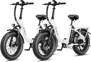 Heybike Ranger Electric Bike for Adults, Peak 1400W Upgraded Motor Ebike, 28MPH [20" Fat Tire All-Terrain] 600Wh Removable Battery Folding Step-Thru E Bike with Front Suspension