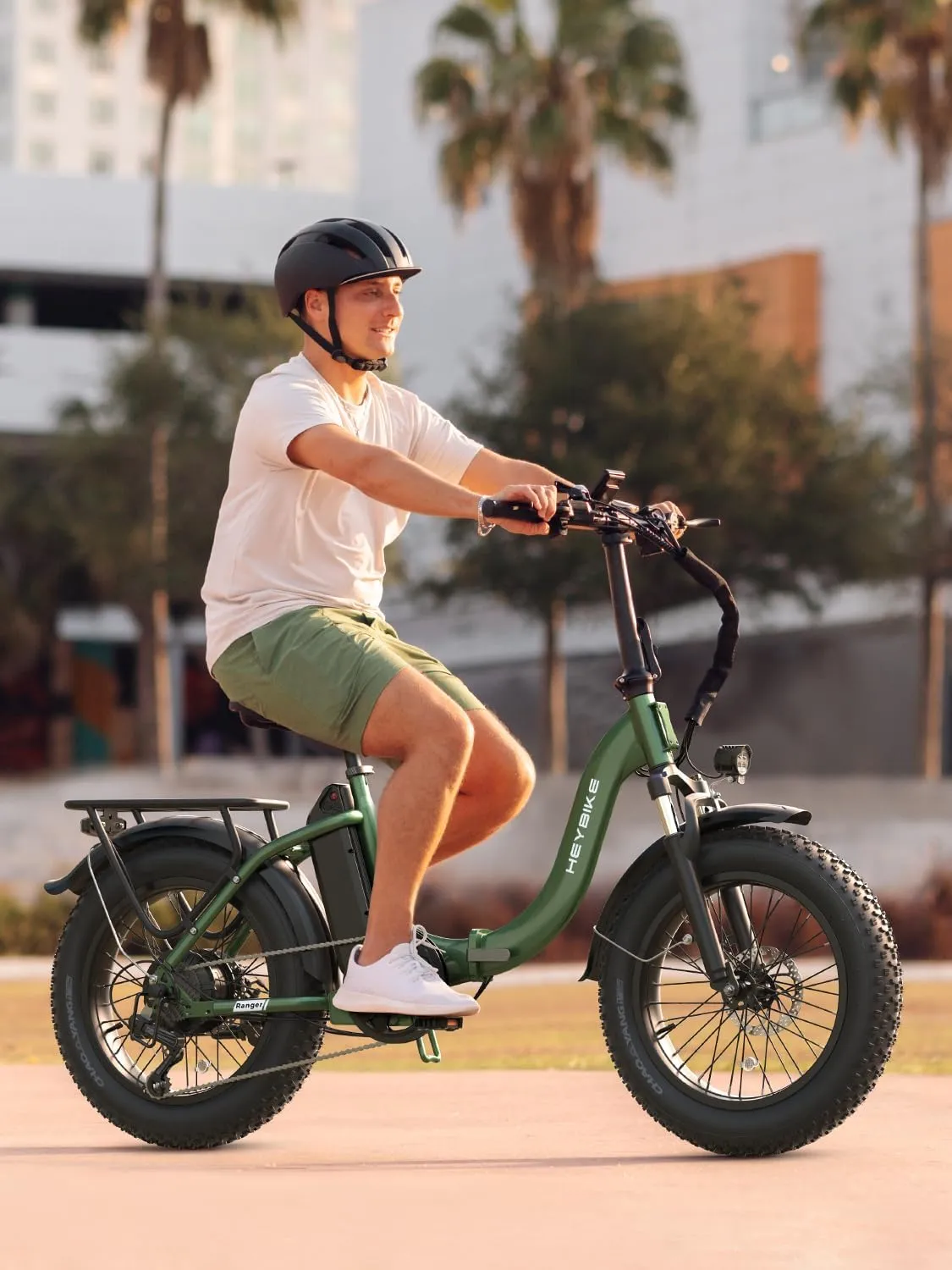 Heybike Ranger Electric Bike for Adults, Peak 1400W Upgraded Motor Ebike, 28MPH [20" Fat Tire All-Terrain] 600Wh Removable Battery Folding Step-Thru E Bike with Front Suspension