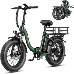 Heybike Ranger Electric Bike for Adults, Peak 1400W Upgraded Motor Ebike, 28MPH [20" Fat Tire All-Terrain] 600Wh Removable Battery Folding Step-Thru E Bike with Front Suspension