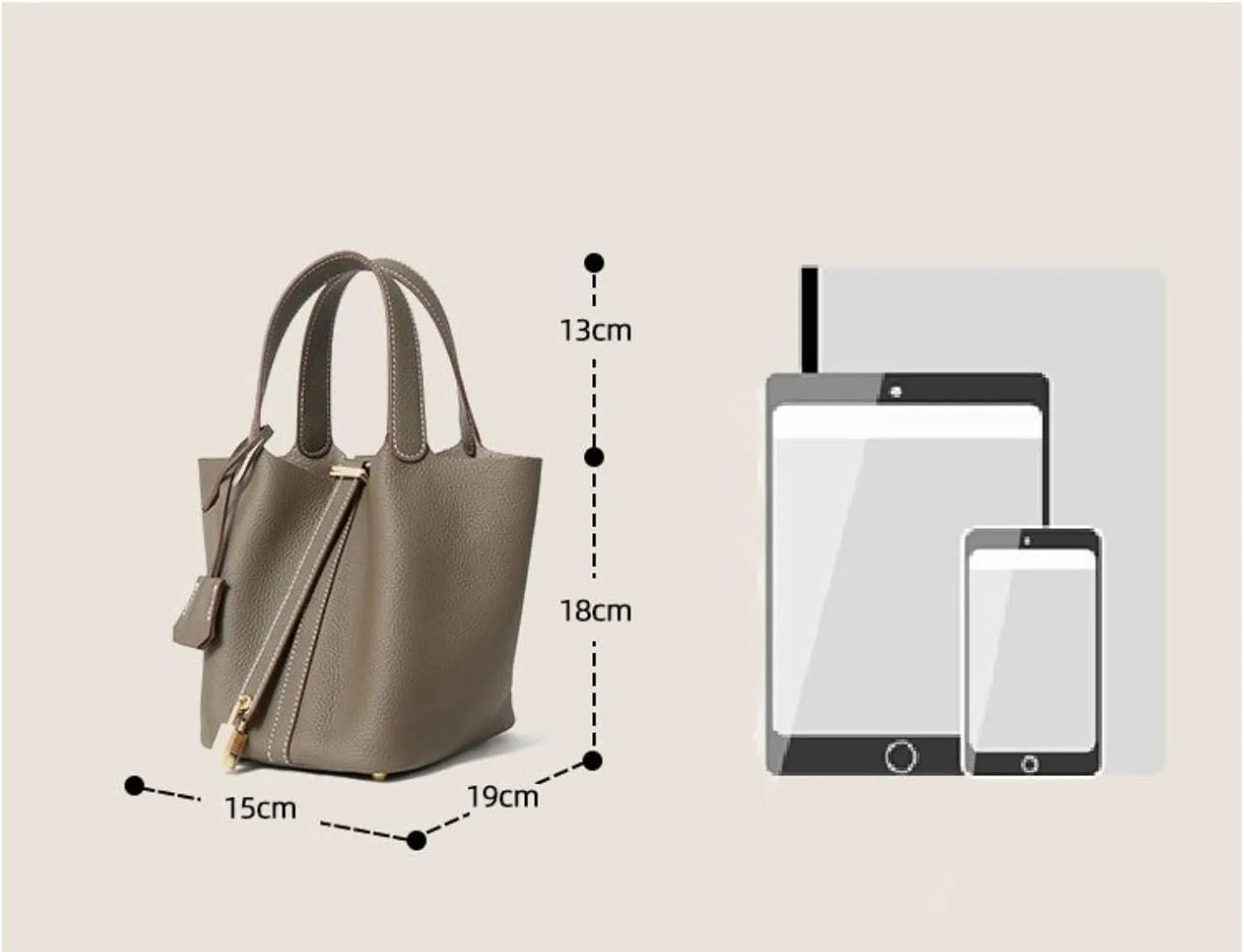 High version leather women's bag, bucket bag, exquisite and high -level head -up cowhide handbag