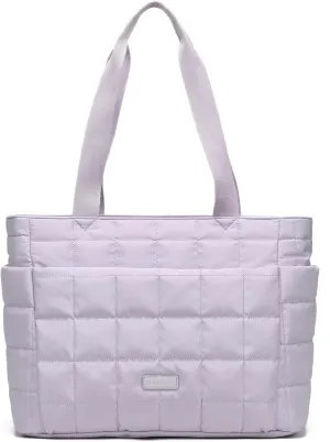 HKCLUF Quilted Puffer Tote Bag for Women 20L Lightweight Waterproof Large Work Travel Gym Tote Bag with Laptop Compartment