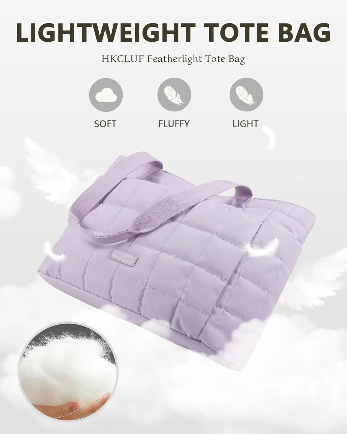HKCLUF Quilted Puffer Tote Bag for Women 20L Lightweight Waterproof Large Work Travel Gym Tote Bag with Laptop Compartment