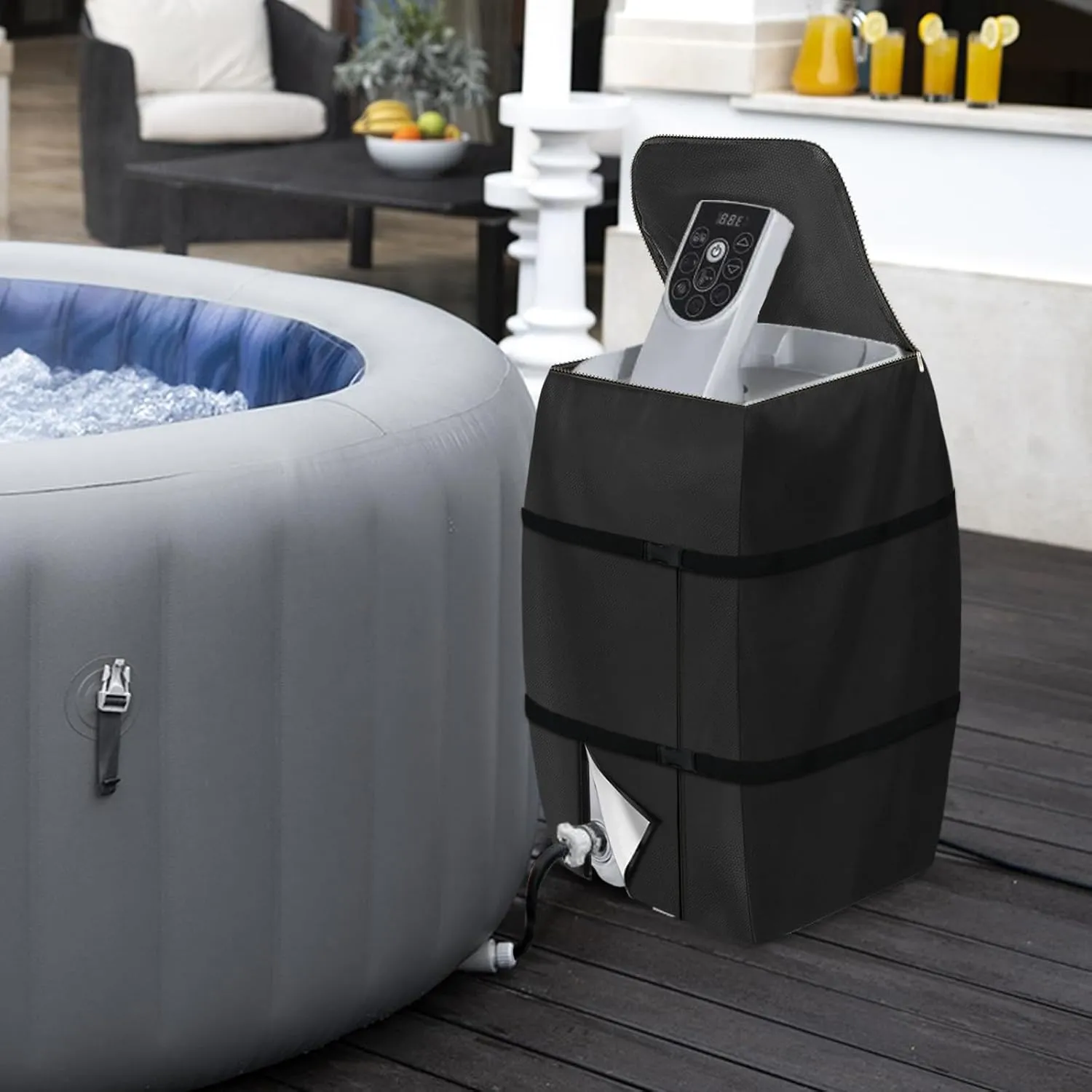 Hot Tub Spa Heater Pump Cover,Waterproof Hot Tub Insulated Pump Cover for Multiple Brands (Black,Square)