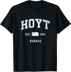 Hoyt Kansas KS Vintage Athletic Sports Design T-Shirt