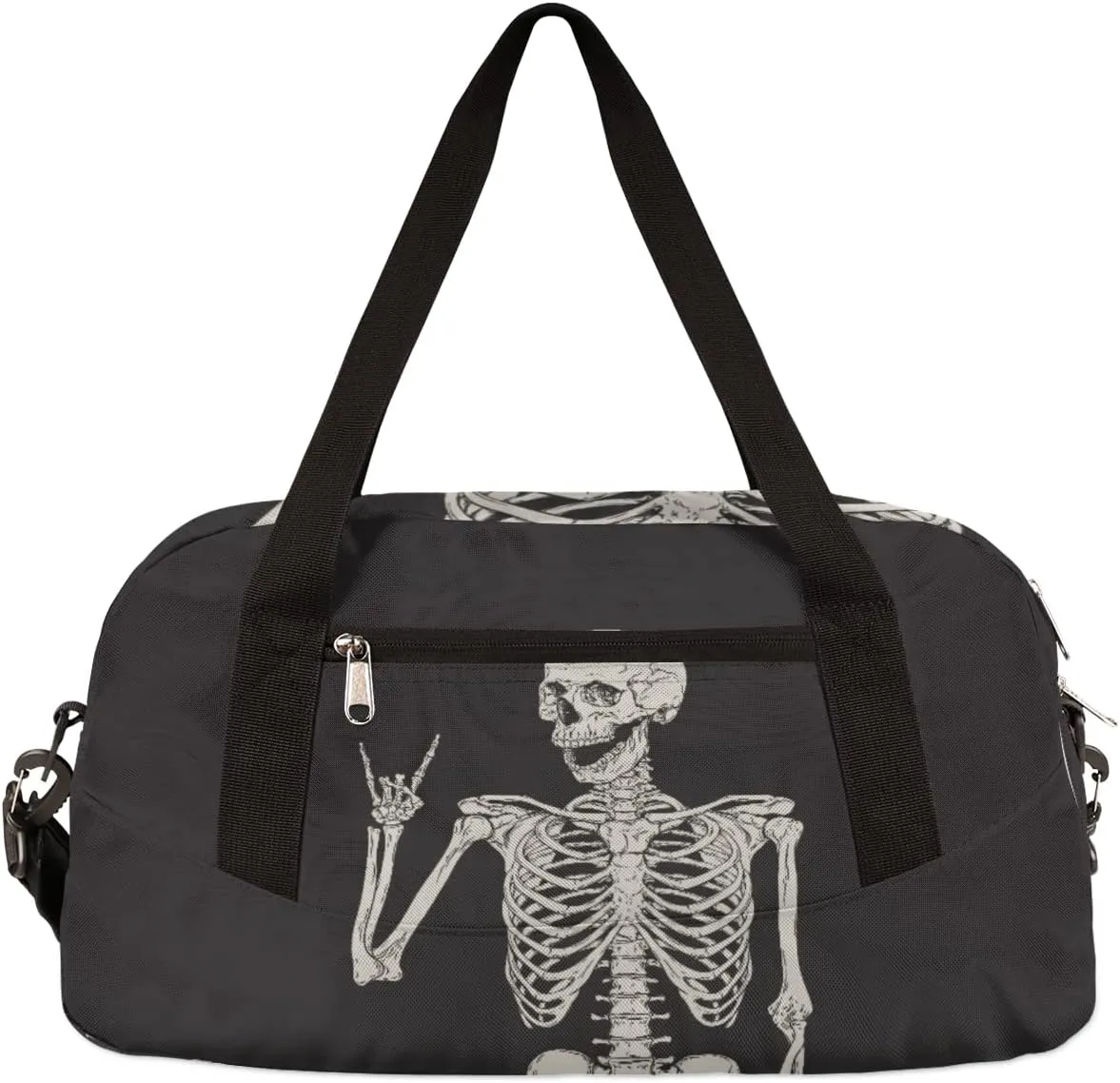 Human Skeleton Skull Gym Bag for Women and Men,Day Of The Dead Halloween Small Duffel Bag for Sports, Gyms, Yoga, Weekend Getaway, Travel Overnight Bag Workout Bag Cheer Dance Bag for Girls Boys Teen