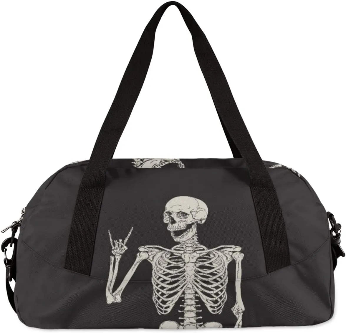 Human Skeleton Skull Gym Bag for Women and Men,Day Of The Dead Halloween Small Duffel Bag for Sports, Gyms, Yoga, Weekend Getaway, Travel Overnight Bag Workout Bag Cheer Dance Bag for Girls Boys Teen
