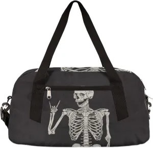 Human Skeleton Skull Gym Bag for Women and Men,Day Of The Dead Halloween Small Duffel Bag for Sports, Gyms, Yoga, Weekend Getaway, Travel Overnight Bag Workout Bag Cheer Dance Bag for Girls Boys Teen