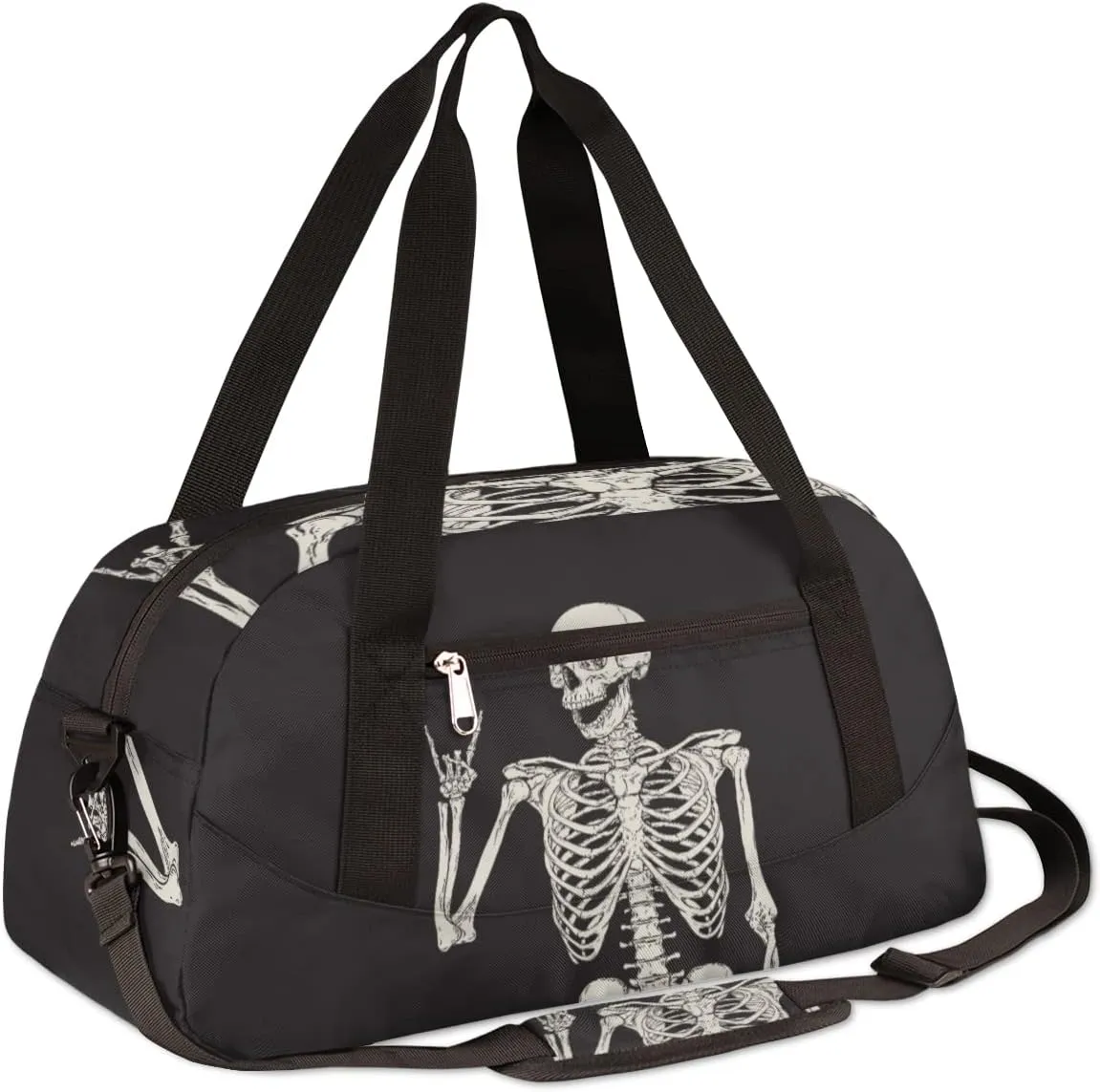 Human Skeleton Skull Gym Bag for Women and Men,Day Of The Dead Halloween Small Duffel Bag for Sports, Gyms, Yoga, Weekend Getaway, Travel Overnight Bag Workout Bag Cheer Dance Bag for Girls Boys Teen