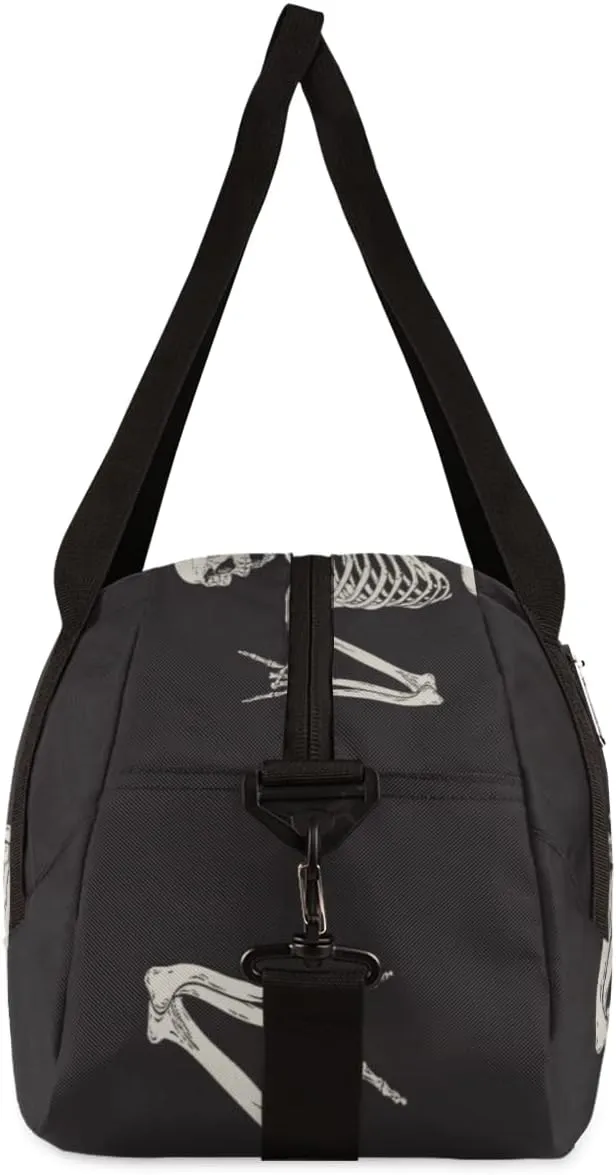 Human Skeleton Skull Gym Bag for Women and Men,Day Of The Dead Halloween Small Duffel Bag for Sports, Gyms, Yoga, Weekend Getaway, Travel Overnight Bag Workout Bag Cheer Dance Bag for Girls Boys Teen