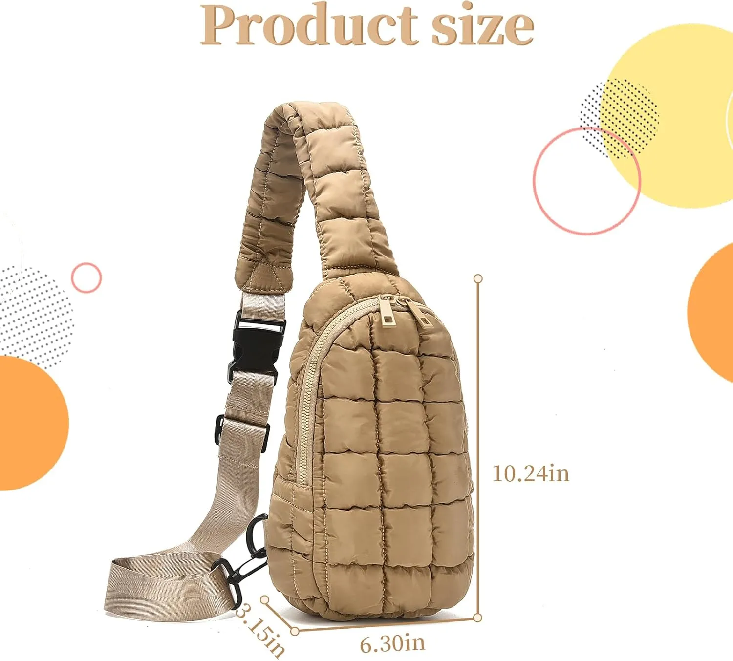 I IHAYNER Small Puffer Sling Bag for Women - Quilted Fashion Waist Pack, Puffy Crossbody Fanny Pack Chest Bag for Travel - Black