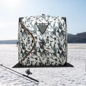 Ice Fishing Tent, Portable 1-2 Person Camouflage Square Insulated Pop Up Shelter for Parks, Backyards, Ice Fishing, Picnics