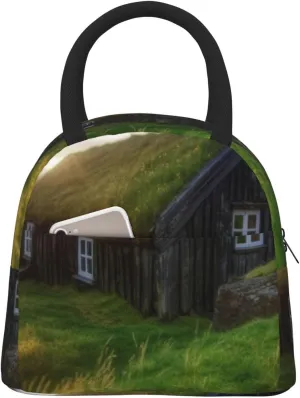 Iceland Hut printed Portable Lunch Bag Reusable Insulated Lunch Box Lunch Bag