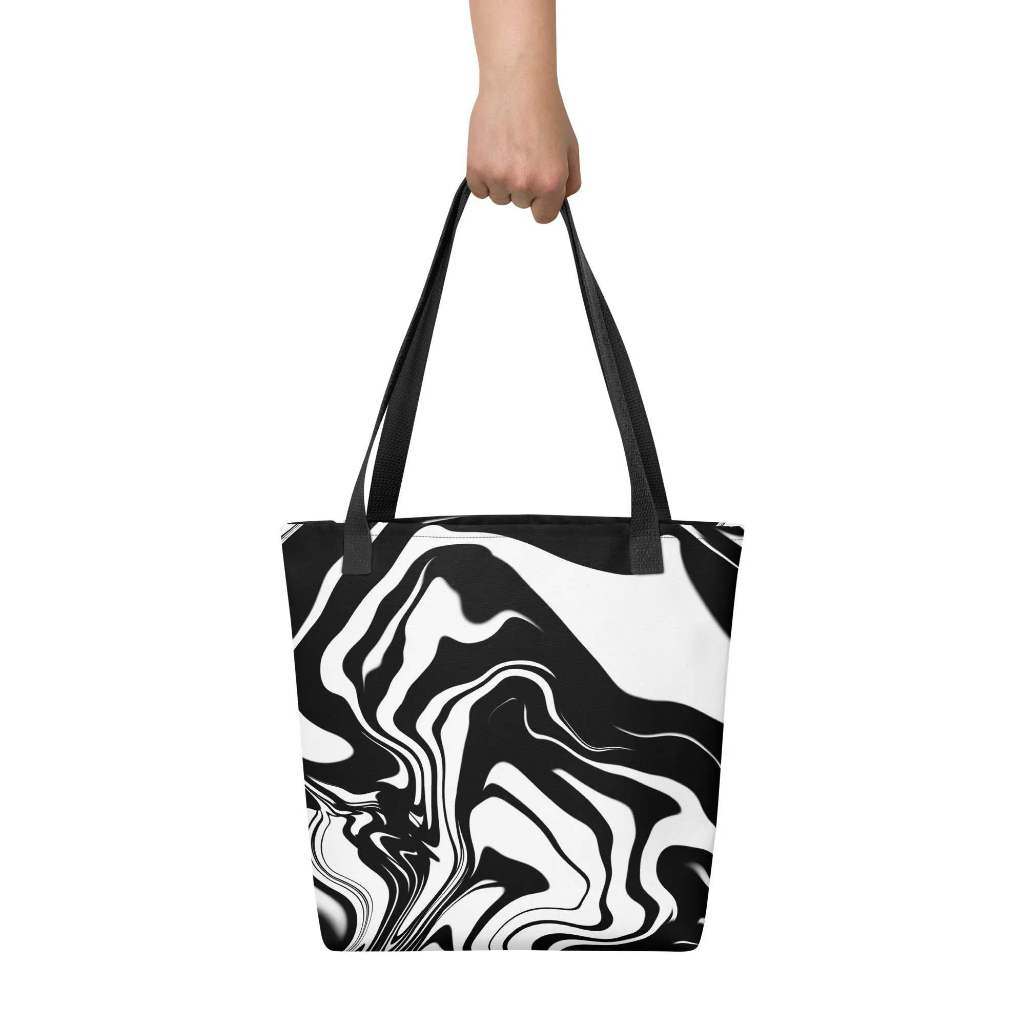 Illusions Psychedelic Black & White All Over Print Tote Bag
