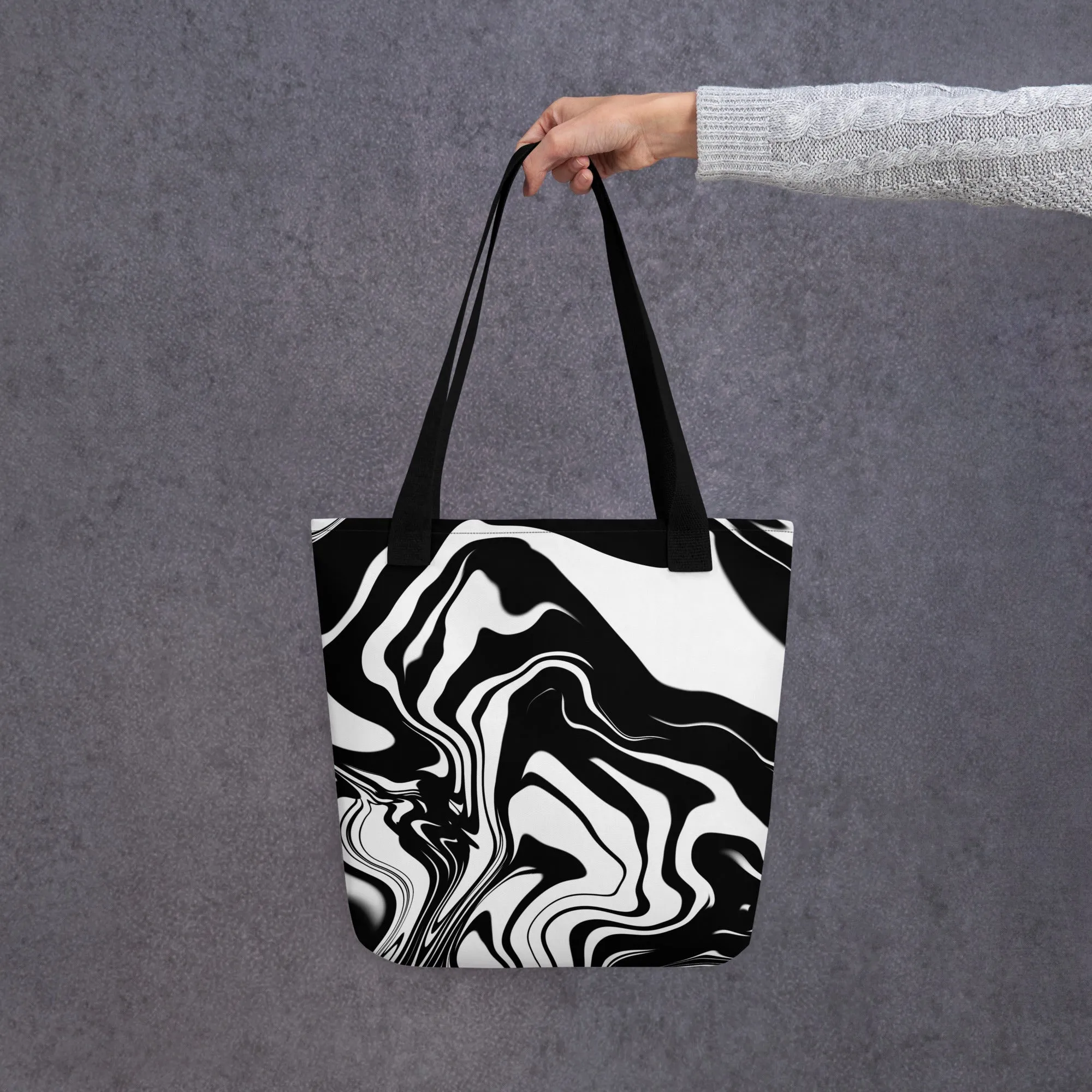 Illusions Psychedelic Black & White All Over Print Tote Bag