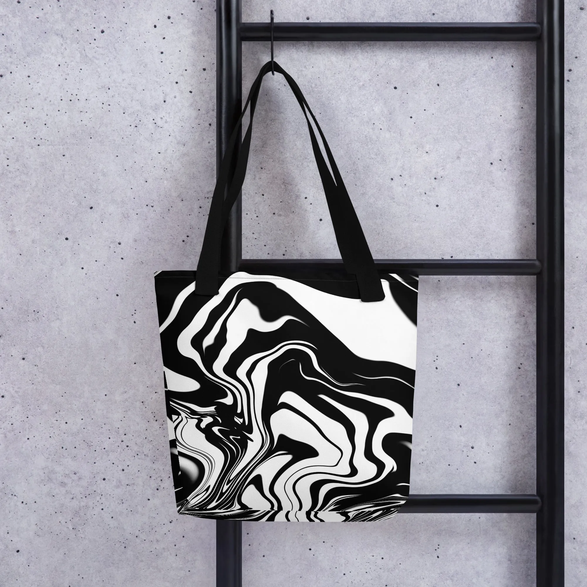 Illusions Psychedelic Black & White All Over Print Tote Bag