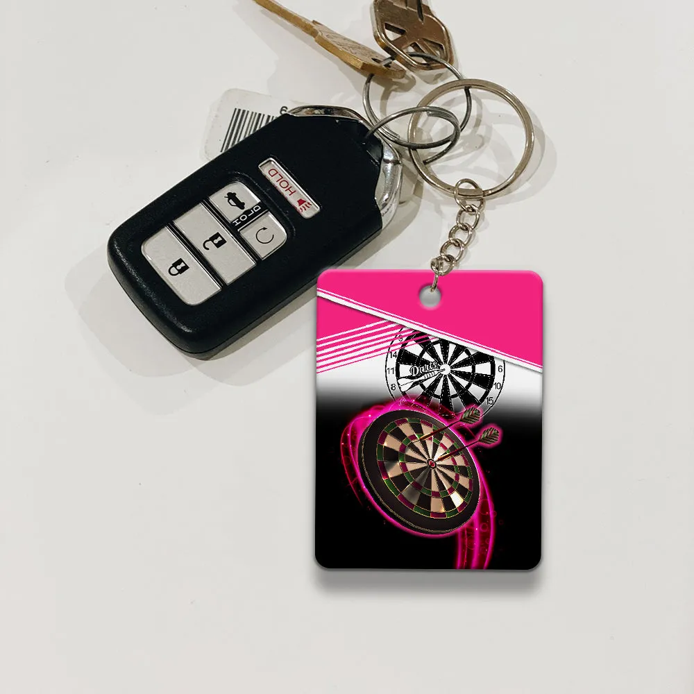 I'm A Darts And Beer Kinda Girl Keychain For Darts Player