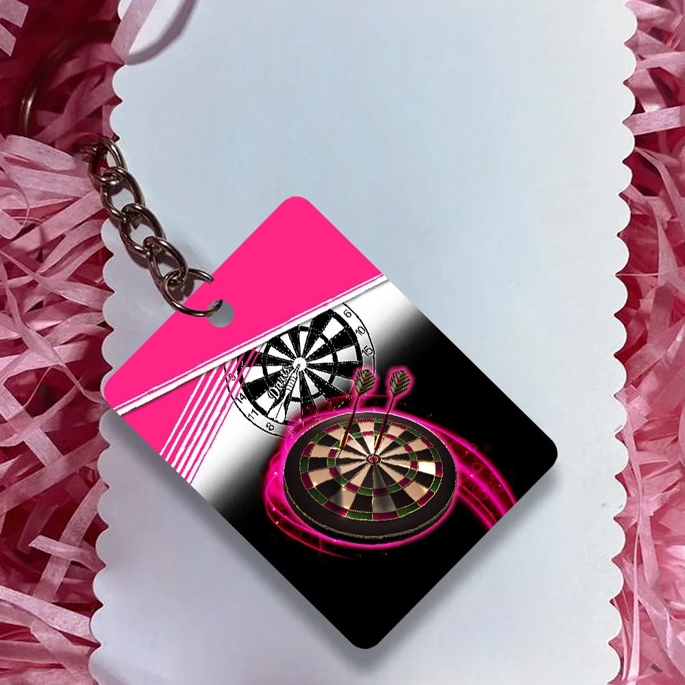I'm A Darts And Beer Kinda Girl Keychain For Darts Player