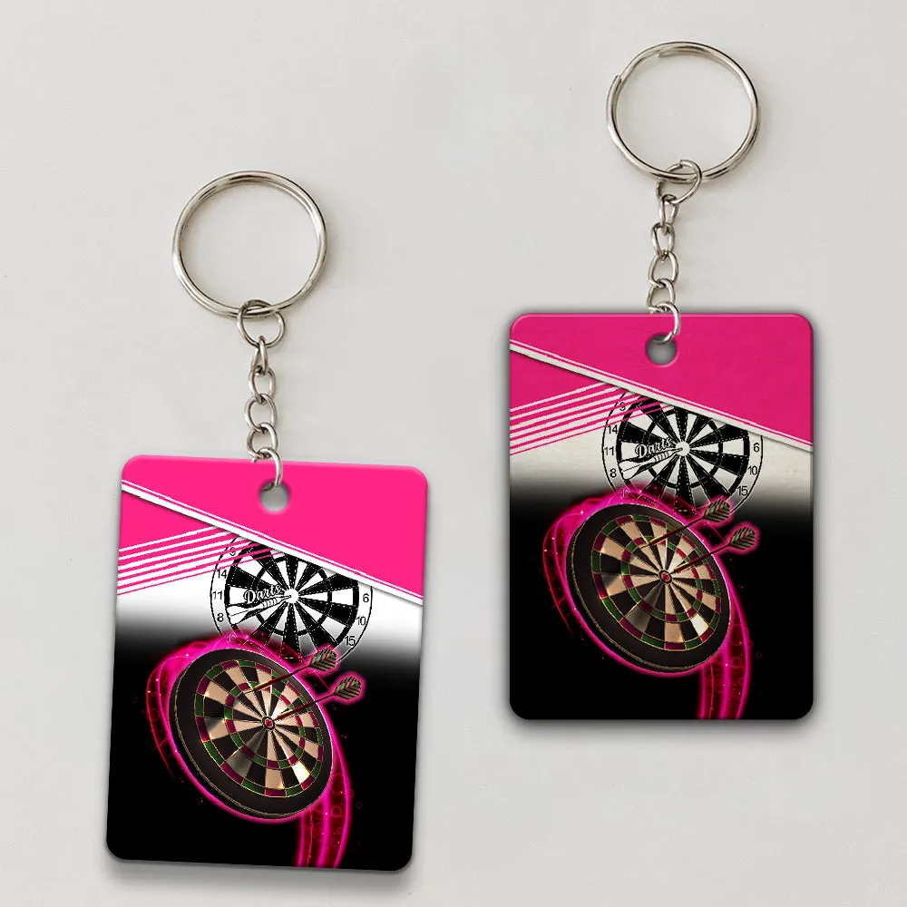 I'm A Darts And Beer Kinda Girl Keychain For Darts Player