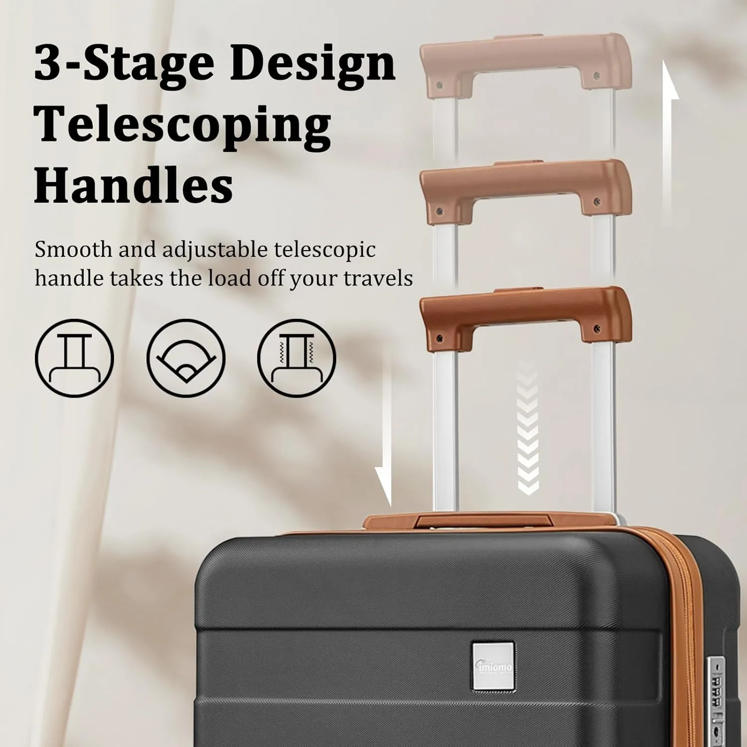imiomo 24 IN Checked Luggage, Suitcase with Spinner Wheels, Hardside 3PCS Set Lightweight Rolling Travel Luggage with TSA Lock(24"/Black)