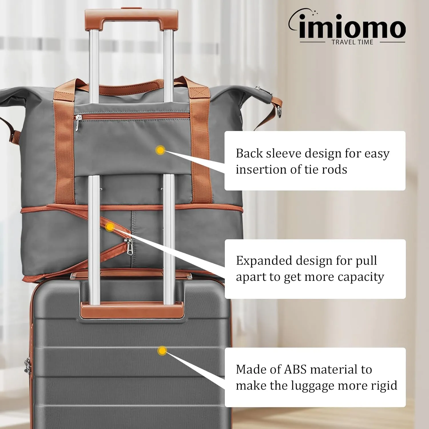 imiomo 3 Piece Luggage Sets,Suitcase with Spinner Wheels,Luggage Set Clearance for Women, Lightweight Rolling Hardside Travel Luggage with TSA Lock (Checked Luggage 24IN, Grey)