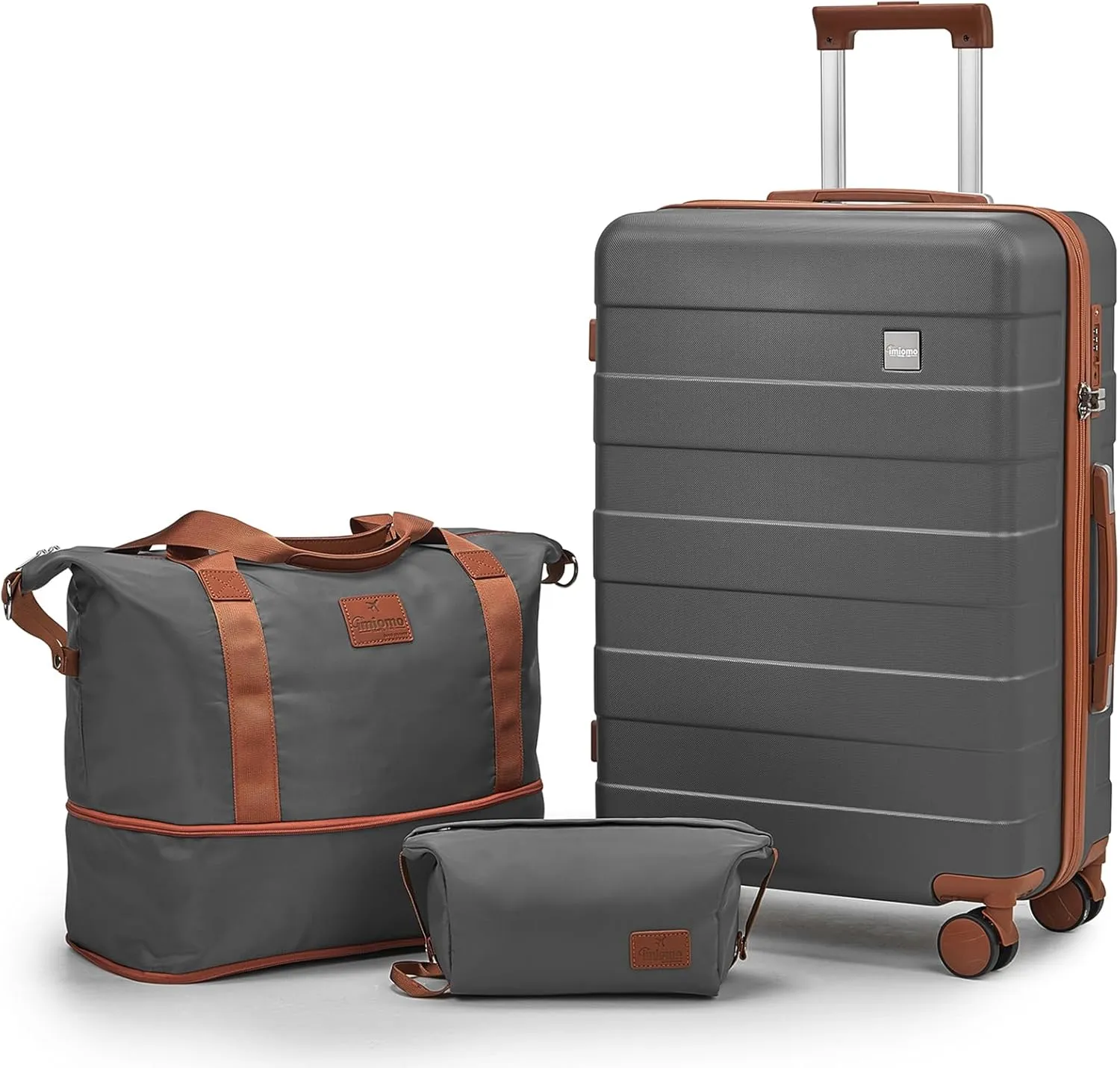 imiomo 3 Piece Luggage Sets,Suitcase with Spinner Wheels,Luggage Set Clearance for Women, Lightweight Rolling Hardside Travel Luggage with TSA Lock (Checked Luggage 24IN, Grey)