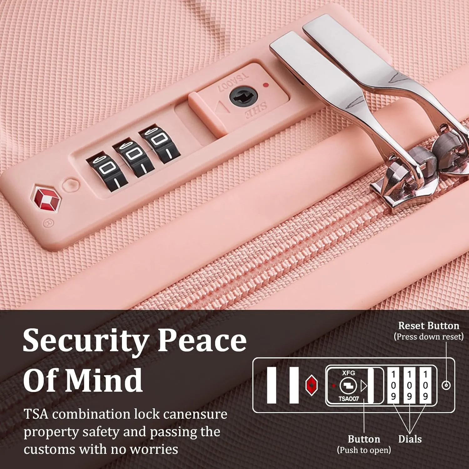 imiomo Hard Shell Luggage Sets 5 Piece for Women, Lightweight Hardside Rolling Suitcase Set with Spinner Wheels and TSA Lock, Pink