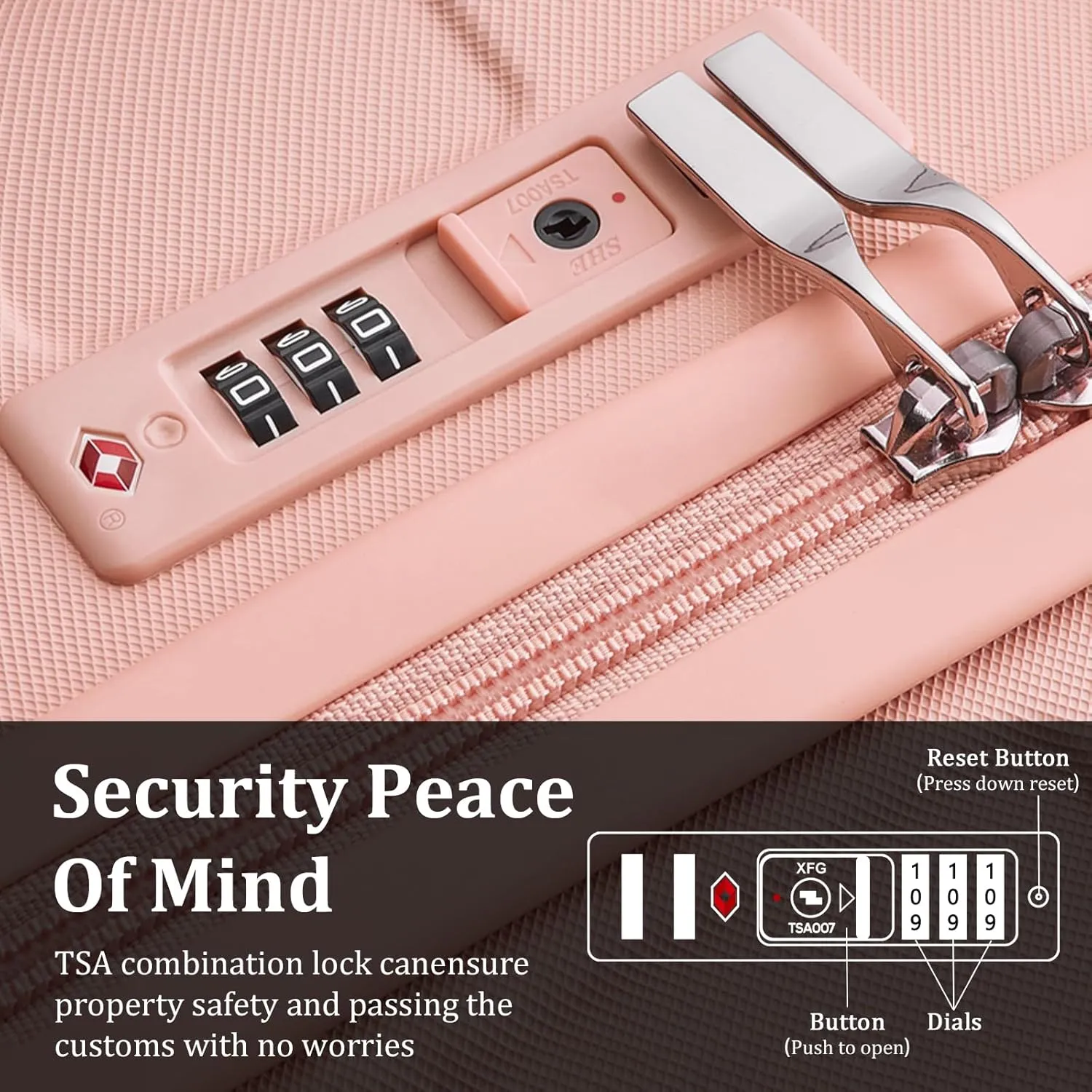 imiomo Luggage Sets 2 Piece Check and Large,Hardside Suitcase with Spinner Wheels, Lightweight Rolling Travel Luggage with TSA Lock (Pink, 4PCS)