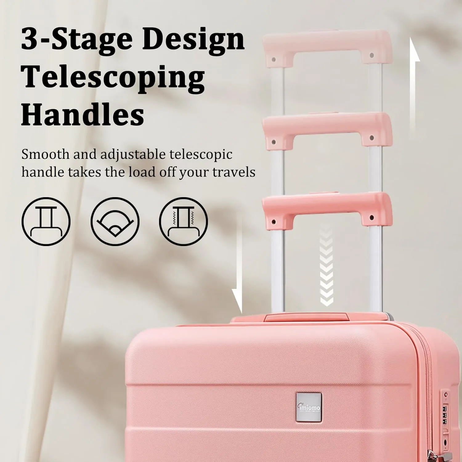 imiomo Luggage Sets 2 Piece Check and Large,Hardside Suitcase with Spinner Wheels, Lightweight Rolling Travel Luggage with TSA Lock (Pink, 4PCS)