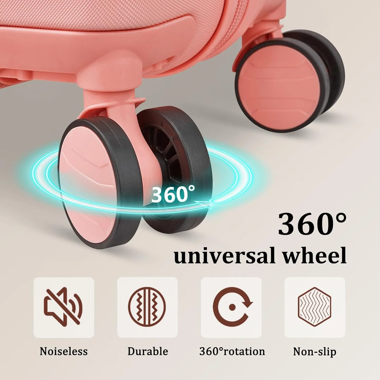 imiomo Luggage Sets 2 Piece Check and Large,Hardside Suitcase with Spinner Wheels, Lightweight Rolling Travel Luggage with TSA Lock (Pink, 4PCS)