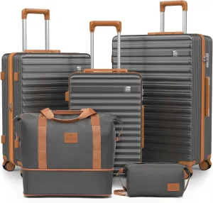imiomo Luggage Sets 3 Piece,Expandable Hardside Suitcase Set with Spinner Wheels,Lightweight Travel Luggage set with TSA Lock（20/24/28,Grey）