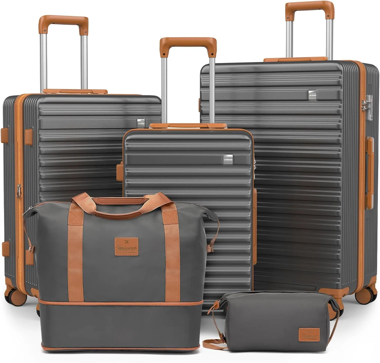 imiomo Luggage Sets 3 Piece,Expandable Hardside Suitcase Set with Spinner Wheels,Lightweight Travel Luggage set with TSA Lock（20/24/28,Grey）