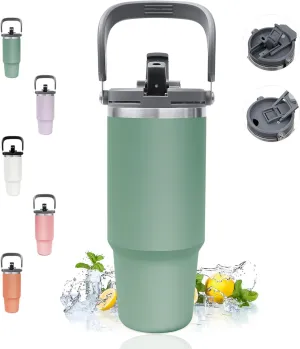 INDARUN Tumbler with Handle and Straw 40 oz Tumbler Cups - Coffee Tumbler - Stainless Steel Double Wall Vacuum Insulated tumblers, Leak Proof Travel Coffee Mug, Ice for 24h, Hot for 12h