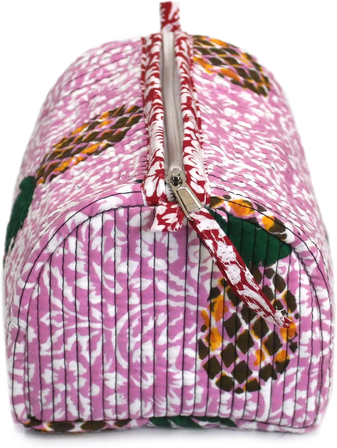 INDIAN CRAFT CASTLE ICC accessory toiletry bag for hair products, toiletries small storage travel dopp shaving kit clipper medication bag men pouch toilet zipper bag (Pink And Green, Set of 3)