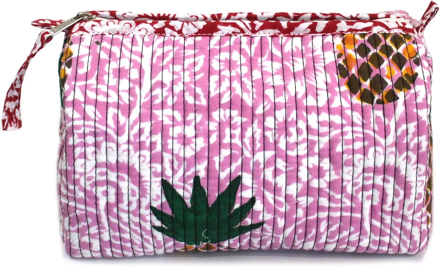 INDIAN CRAFT CASTLE ICC accessory toiletry bag for hair products, toiletries small storage travel dopp shaving kit clipper medication bag men pouch toilet zipper bag (Pink And Green, Set of 3)