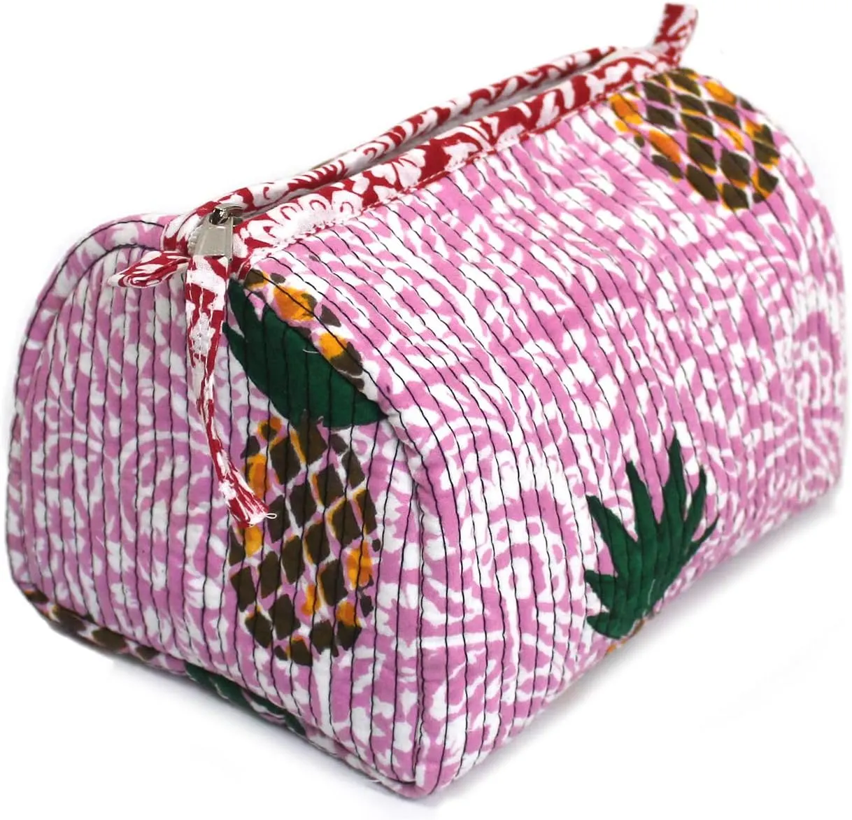 INDIAN CRAFT CASTLE ICC accessory toiletry bag for hair products, toiletries small storage travel dopp shaving kit clipper medication bag men pouch toilet zipper bag (Pink And Green, Set of 3)