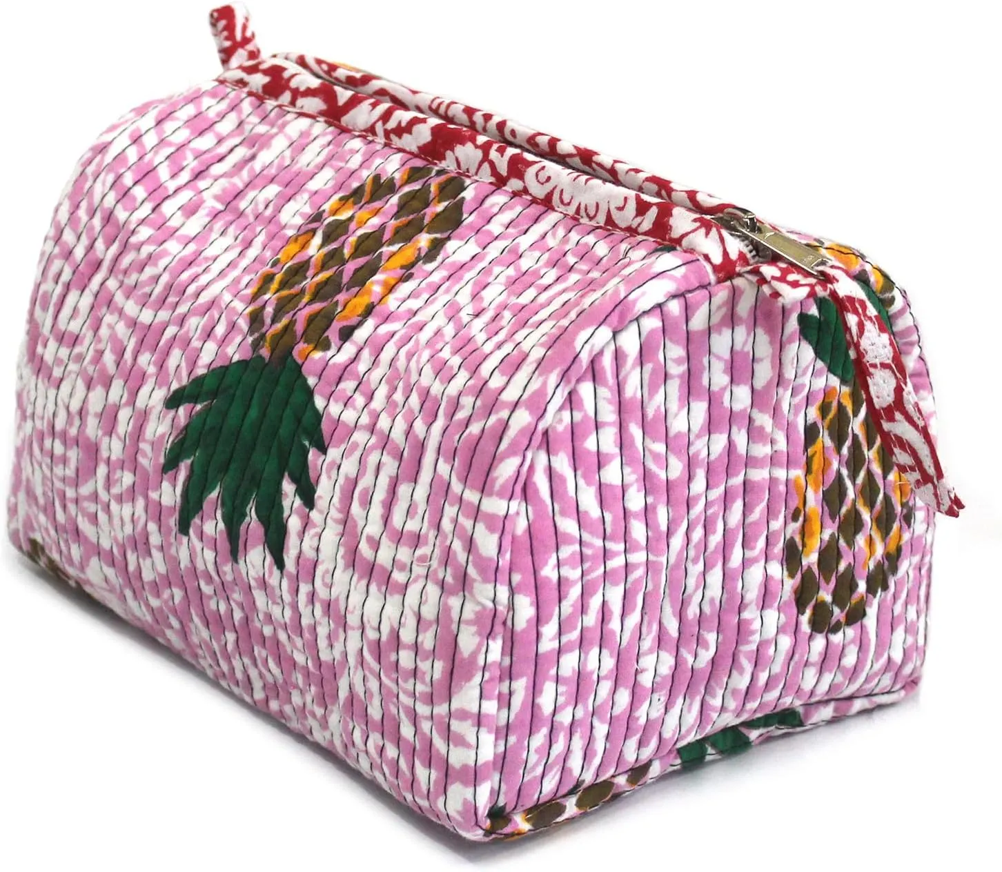 INDIAN CRAFT CASTLE ICC accessory toiletry bag for hair products, toiletries small storage travel dopp shaving kit clipper medication bag men pouch toilet zipper bag (Pink And Green, Set of 3)