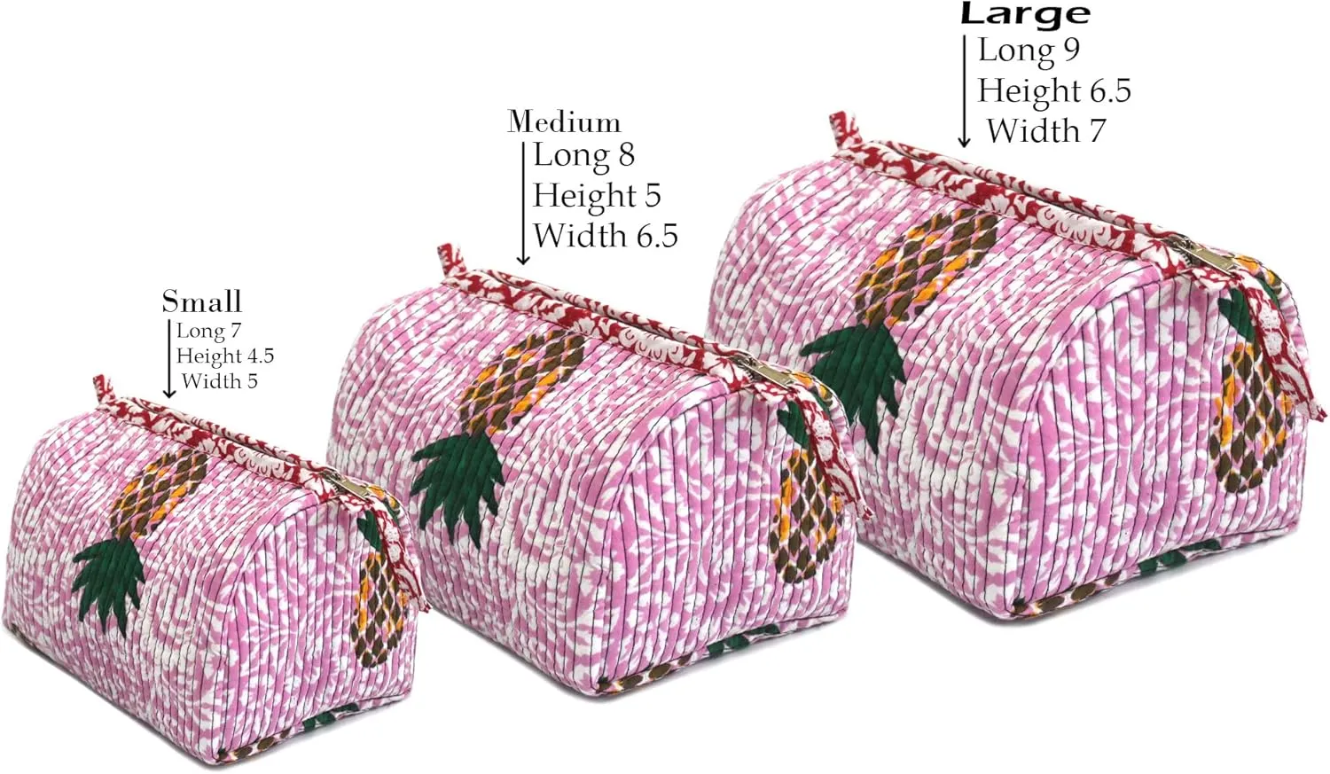 INDIAN CRAFT CASTLE ICC accessory toiletry bag for hair products, toiletries small storage travel dopp shaving kit clipper medication bag men pouch toilet zipper bag (Pink And Green, Set of 3)