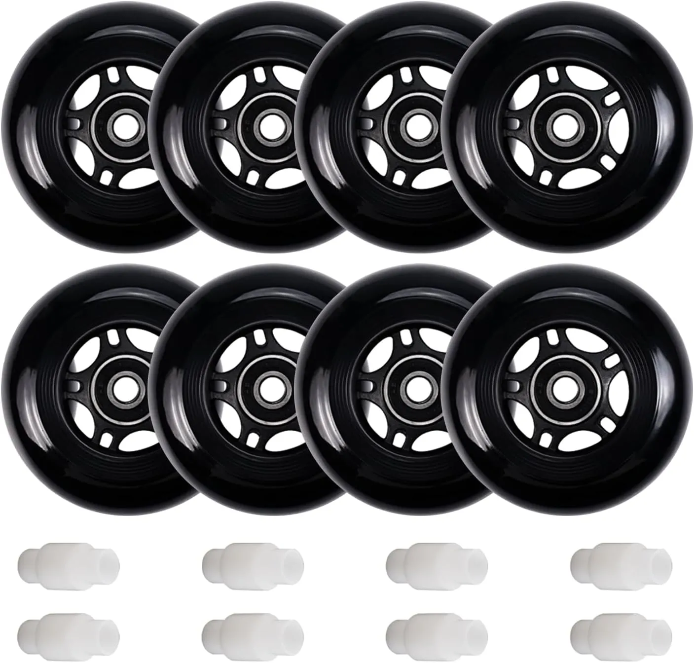 Inline Skate Wheels: 72mm 76mm 80mm Roller Hockey Blade Replacement Wheels with ABEC 9 Bearing for Indoor Outdoor (8 Pack) (72 mm)