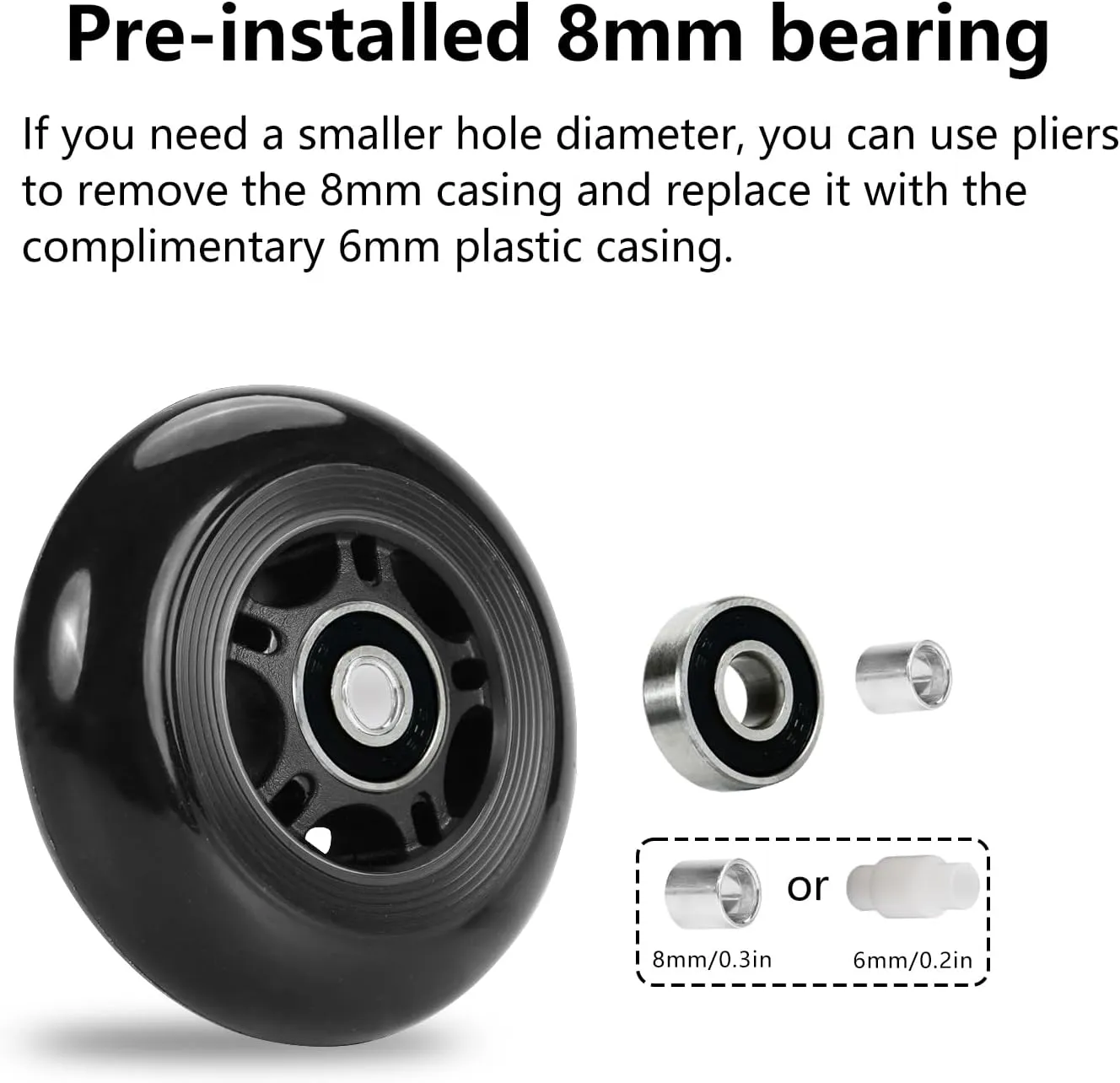 Inline Skate Wheels: 72mm 76mm 80mm Roller Hockey Blade Replacement Wheels with ABEC 9 Bearing for Indoor Outdoor (8 Pack) (72 mm)