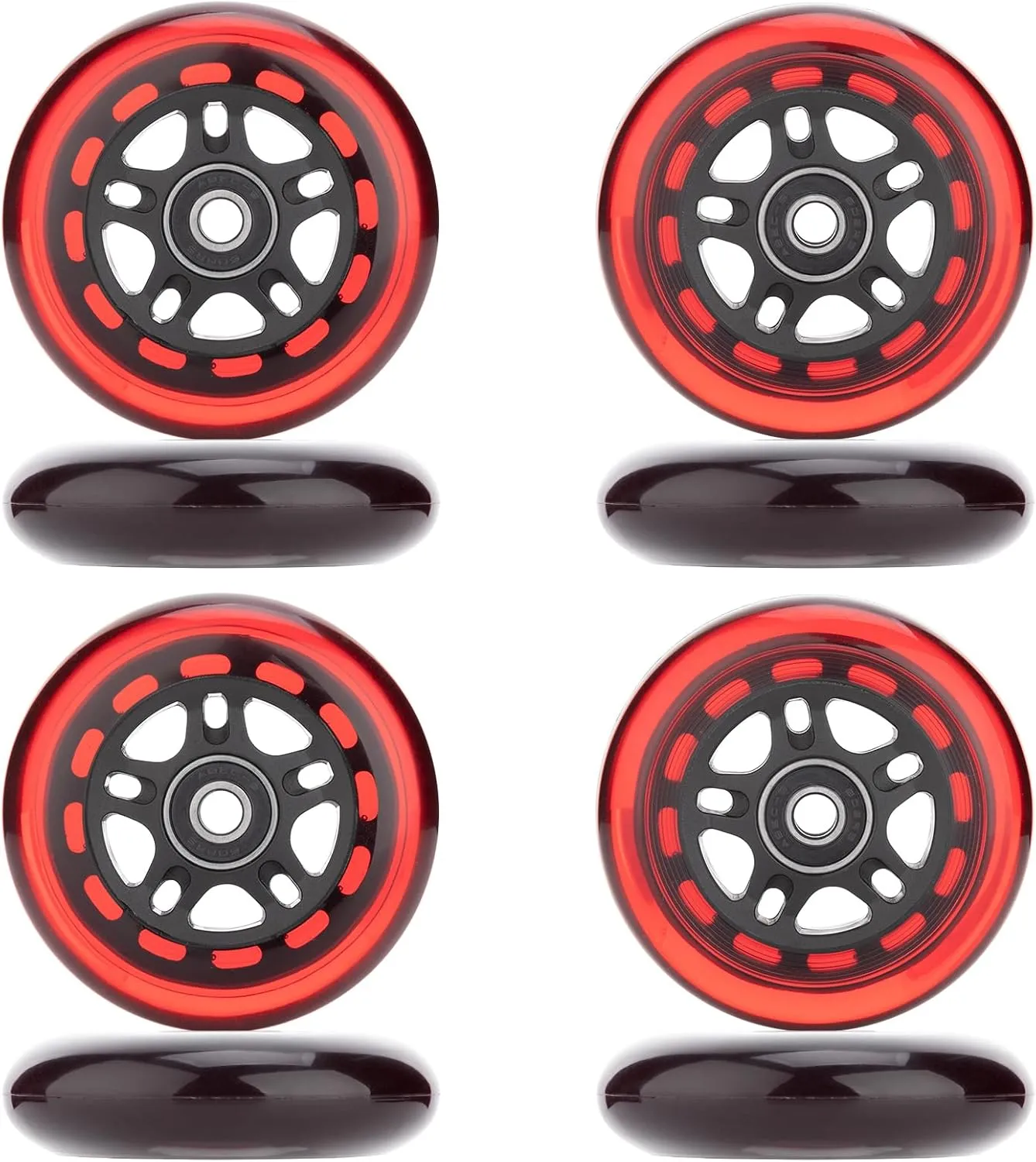 Inline Skate Wheels Outdoor & Indoor Inline Skate Replacement Wheels 85a Roller Hockey Wheels w/Bearings ABEC-9 & Floating Spacers, 64mm 70mm 72mm 76mm 80mm 84mm 90mm Dia, 8-Pack