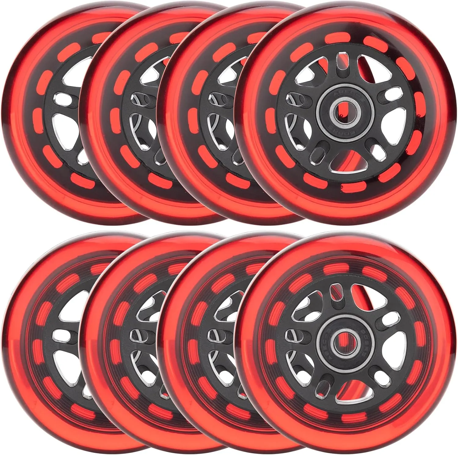 Inline Skate Wheels Outdoor & Indoor Inline Skate Replacement Wheels 85a Roller Hockey Wheels w/Bearings ABEC-9 & Floating Spacers, 64mm 70mm 72mm 76mm 80mm 84mm 90mm Dia, 8-Pack