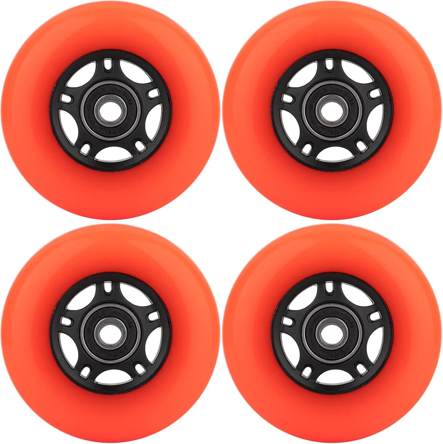 Inline Skate Wheels with Bearings ABEC-9 and Floating Spacers for Blades Roller Hockey Skates, 85A Indoor & Outdoor, 64mm/70mm/72mm/76mm/80mm Dia, 4-Pack (Orange, 64mm)