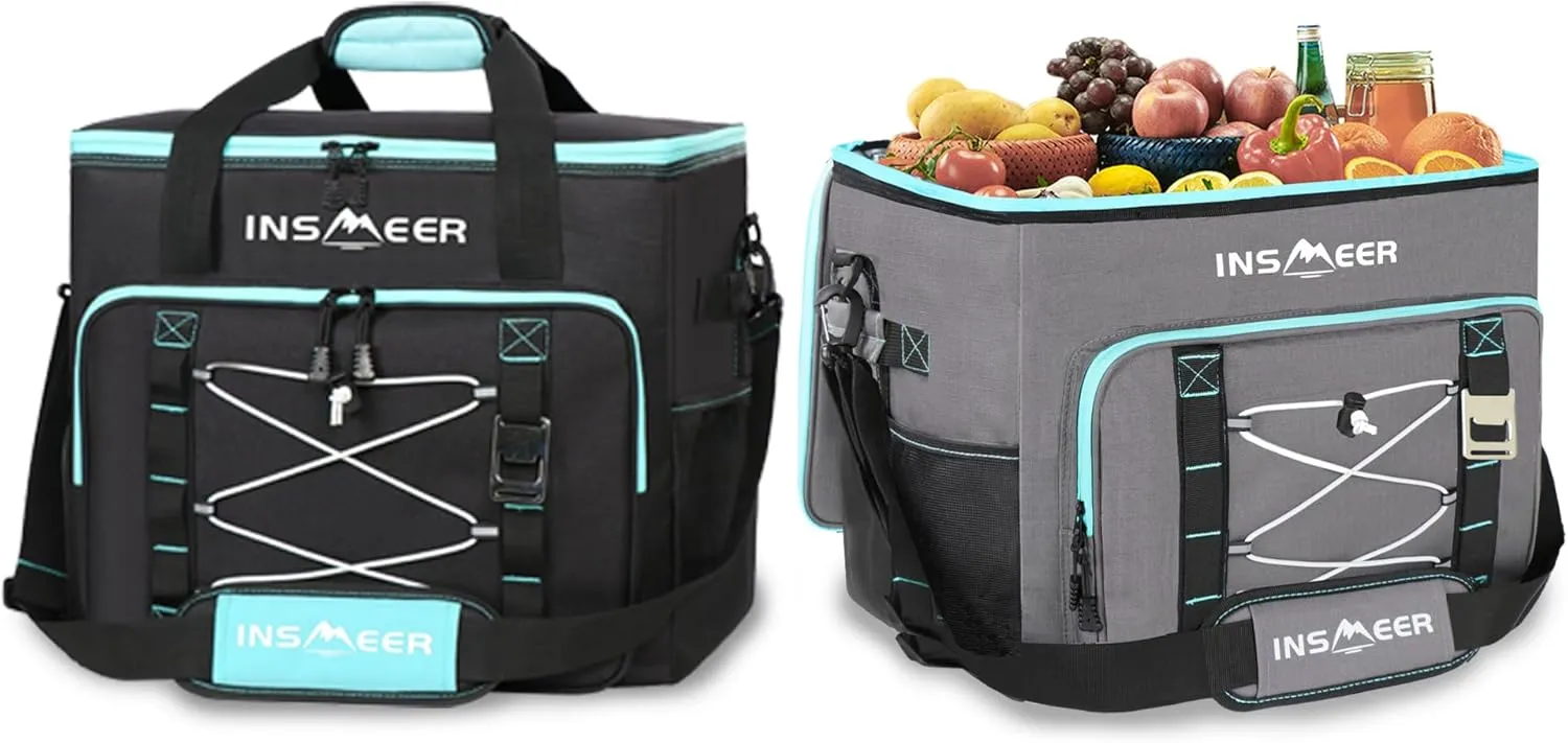 INSMEER Insulated Cooler Bag 90Cans/55L Large Cooler Bag, Collapsible Coolers for Camping/Beach/Picnic